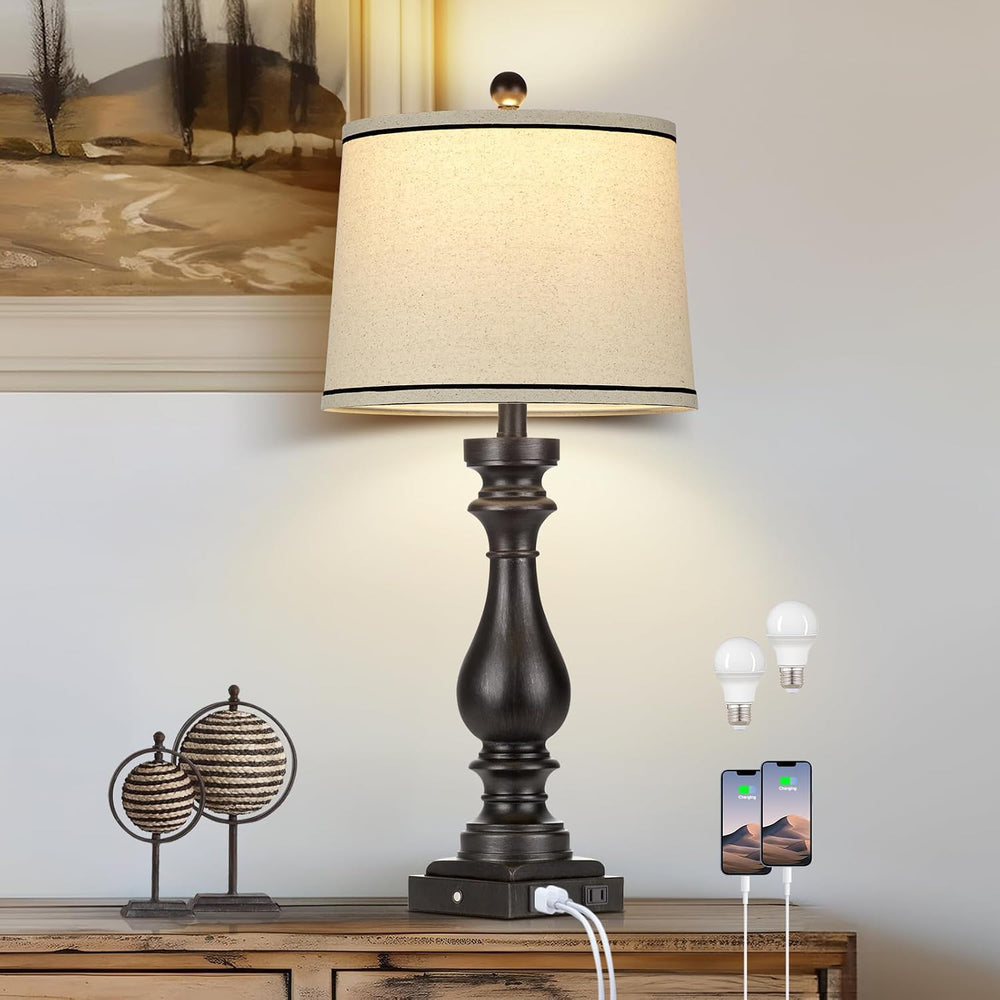 Table Lamps for Living Room,Vintage Bedside Nightstand Bedroom Lamp,Single