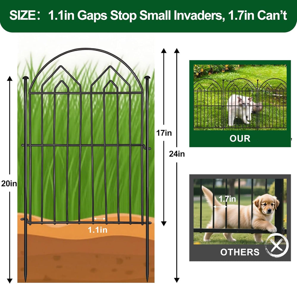 Decorative Garden Fence 17in x 10.8ft (10 Panels), Rustproof Metal No Dig Arc...
