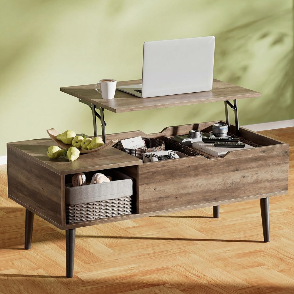 OLIXIS Lift Top Coffee Table, Wood Coffee Table for Living Room Home Grey