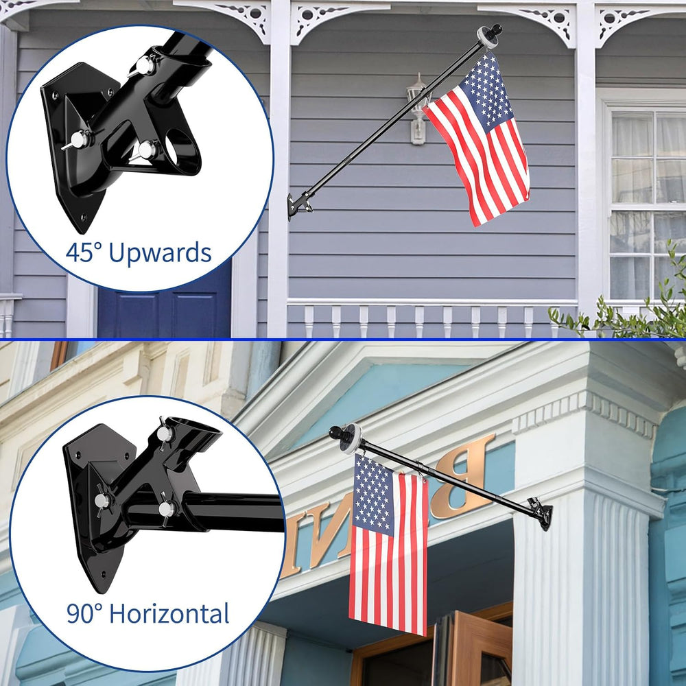 6FT Flag Pole Kit for House with Solar Light and Bracket, Stainless Steel Out...