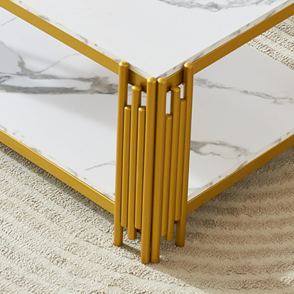 White Marble Coffee Table Set of 3, Faux Marble Coffee Table