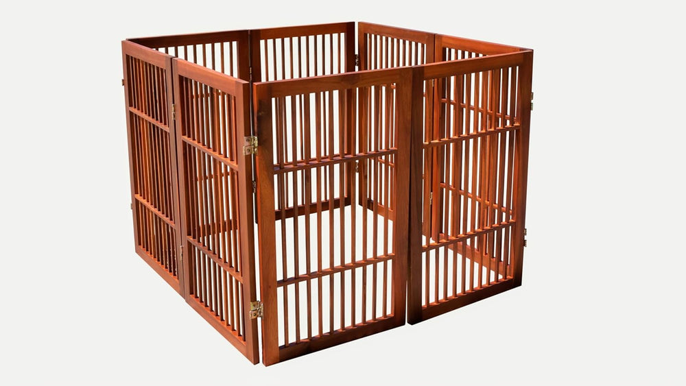 Urnporium Pet Dog Gate Freestanding, Strong Durable Folding Wooden Fence, Por...