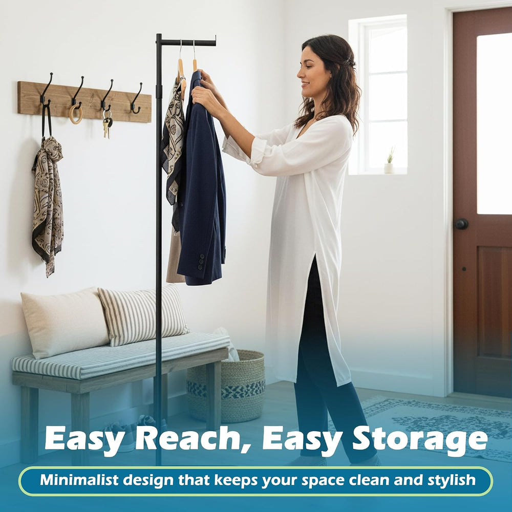 Adjustable Small Clothing Rack, Metal Coat Rack Freestanding Black