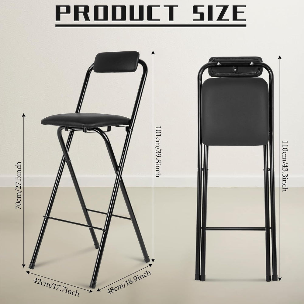 Thyle 1 Pcs Folding Bar Stool with Backrest Counter Height Seat,27.5 Inch
