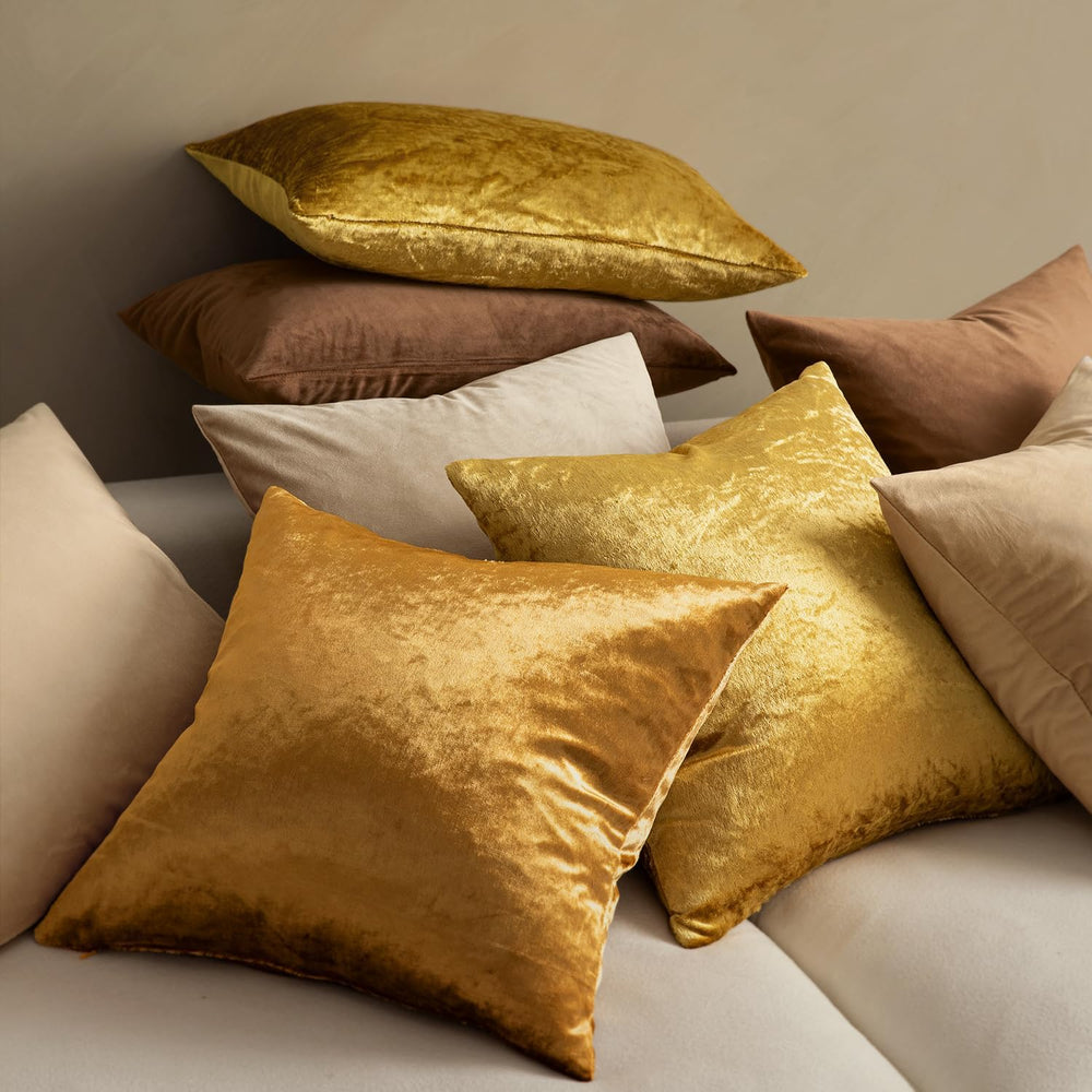 MIULEE 26x26 Inch Pack of 2 Euro Velvet Throw Pillow Covers Dark Gold