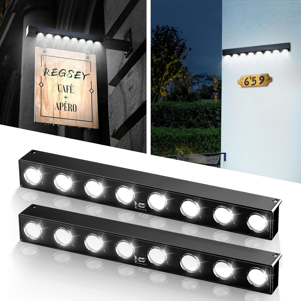 2 Pack Solar Sign Light Dusk to Dawn, 8 LED Outdoor Signboard Lights
