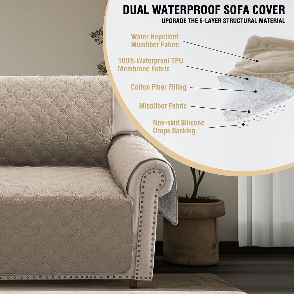 PrinceDeco Chair Covers Slipcover Waterproof Couch Cover that Stays On Sofa N...