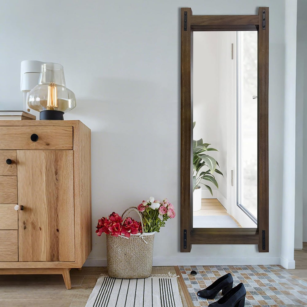 Full Length Mirror with Wood Frame ,60" x 21" Standing Full Body Fl...