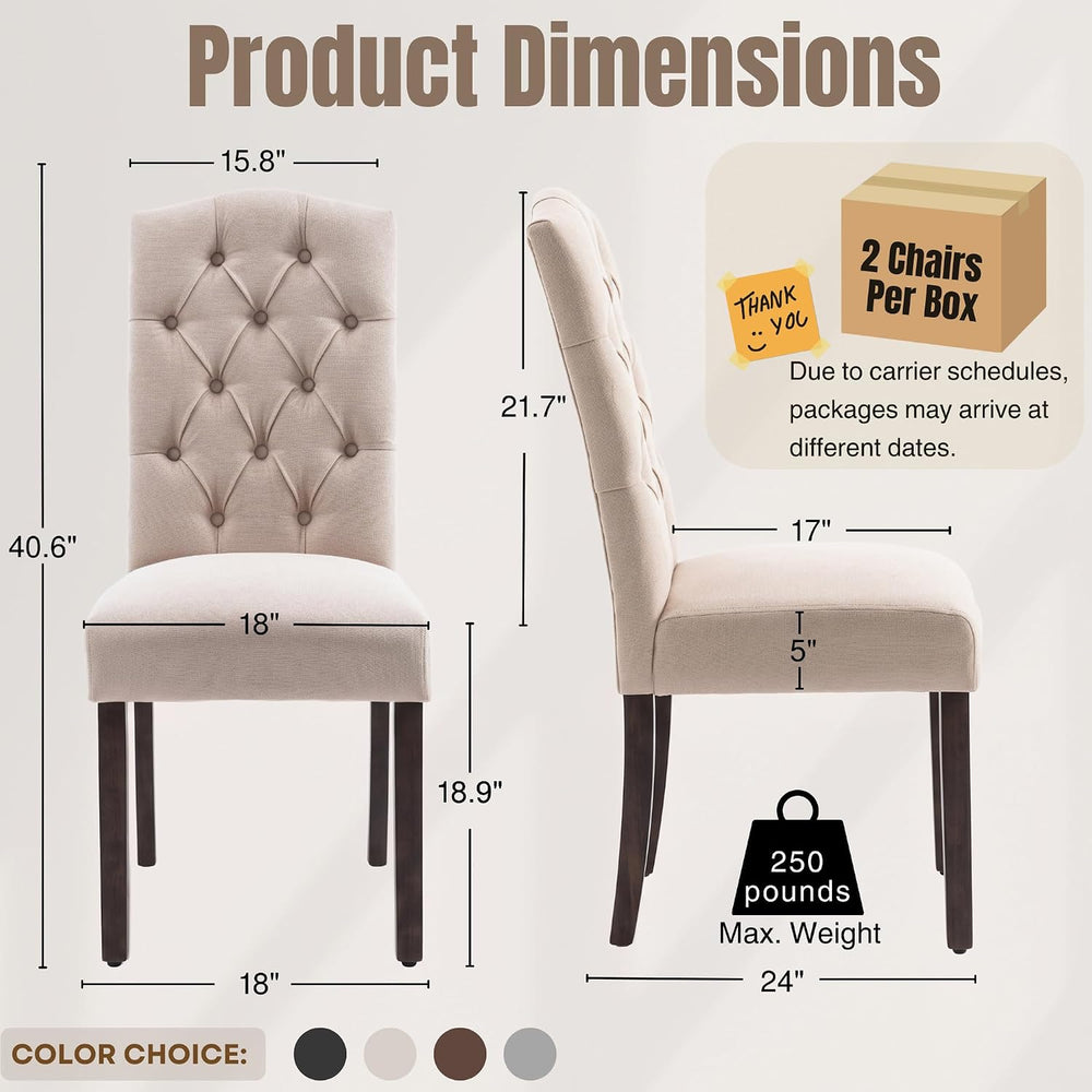 Tufted Dining Chair Fabric Button Upholstered Modern Kitchen Diner Set of 6