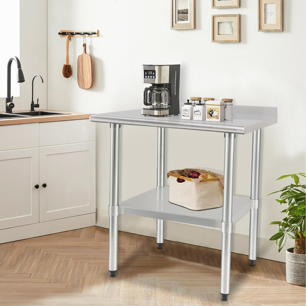 HARDURA Stainless Steel Prep & Work Table 24 x 36 Inches Backsplash