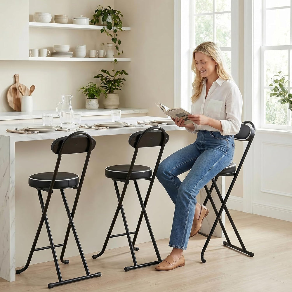 Folding Bar Stool,24" Portable High Counter Foldable Stool Chair