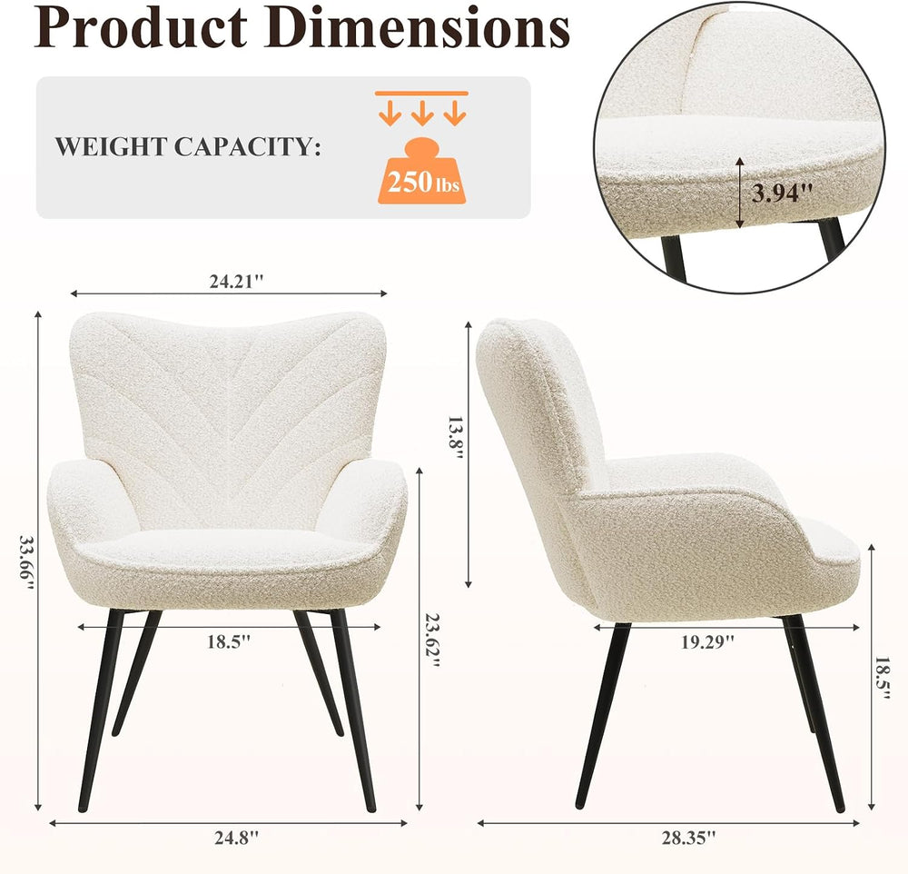 MALOL Accent Chair, Upholstered Armchair with Metal Legs Set of 2, Beige