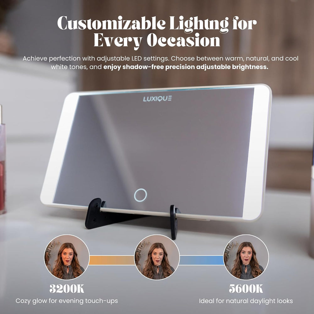 Rechargeable LED Sun Visor Mirror – 3 Dimmable Light Modes, Portable Makeup a...