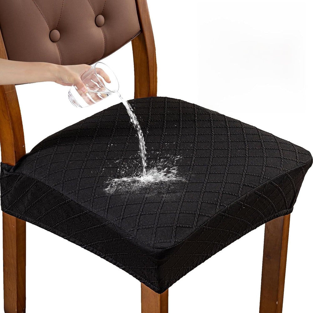 Genina Waterproof Chair Covers Set of 6,No Rear Covers,Black