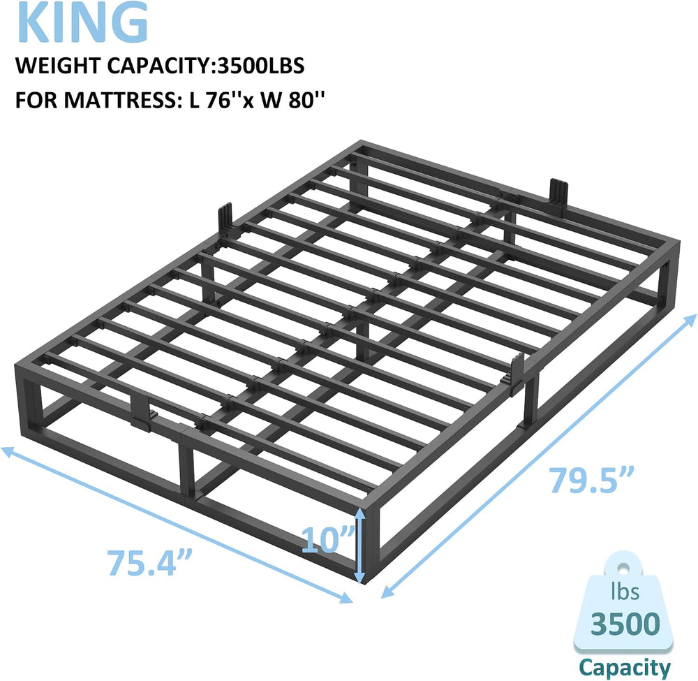 Bilily 10 Inch King Bed Frame with Steel Slat Support,Low Profile King Metal ...