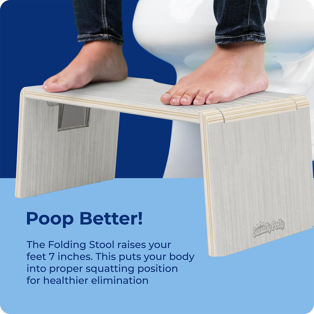 Squatty Potty Oslo Folding Wood Eucalyptus Bathroom Toilet Stool – 7 Inches