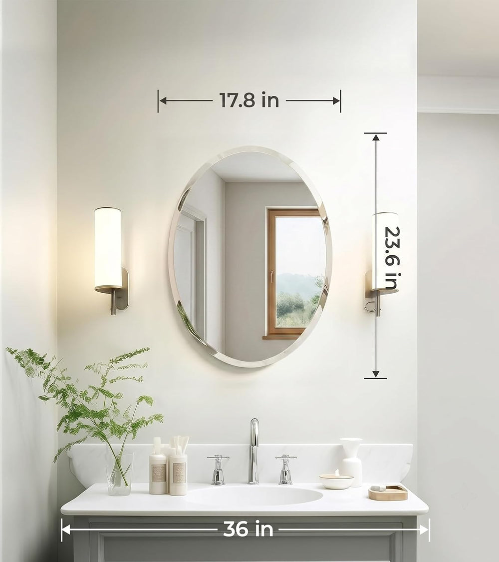 KOHROS 18 x 24 in Oval Bathroom Mirror for Over Sink,Frameless Wall Mirror