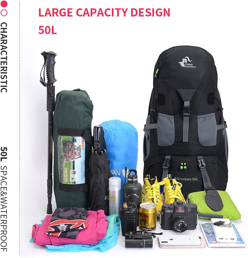 Bseash 50L Hiking Backpack, Water Resistant Lightweight Outdoor Sport Daypack...