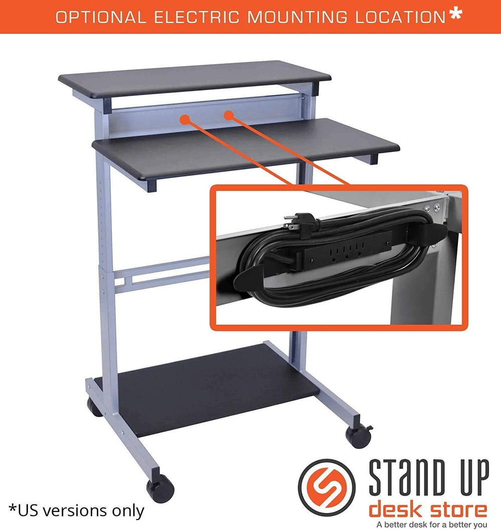 S STAND UP DESK STORE Rolling Adjustable Height Two Tier Standing Desk Comput...
