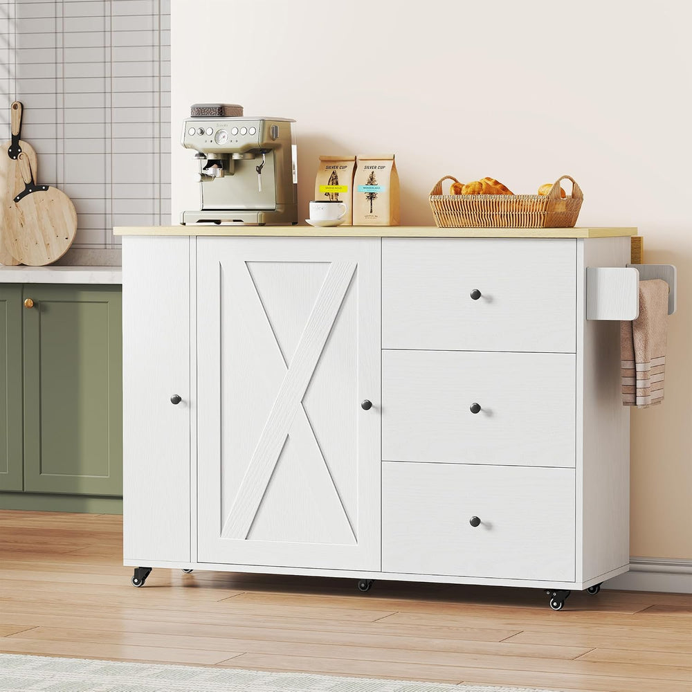 IRONCK Rolling Kitchen Island with Storage & Drop Leaf, 47.2" Kitche...