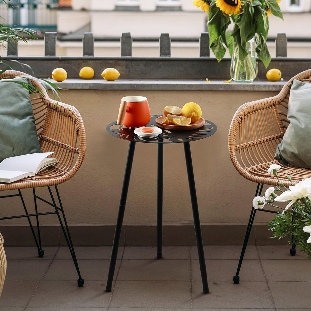 2-Pack Small Metal Side Tables Outdoor Patio Round Accent Table Modern Indoor...