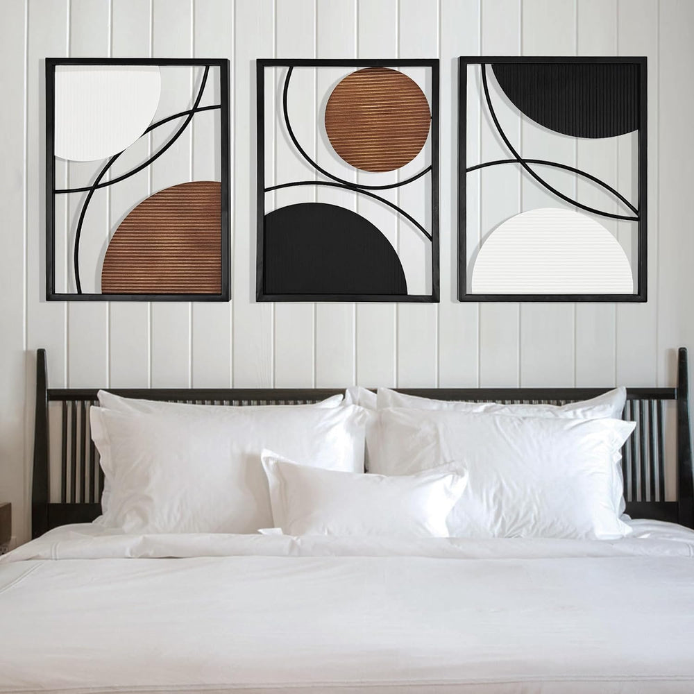 Oakrain 3 Pack Metal Wall Art, Abstract Minimalist Modern Wall Decor for Livi...