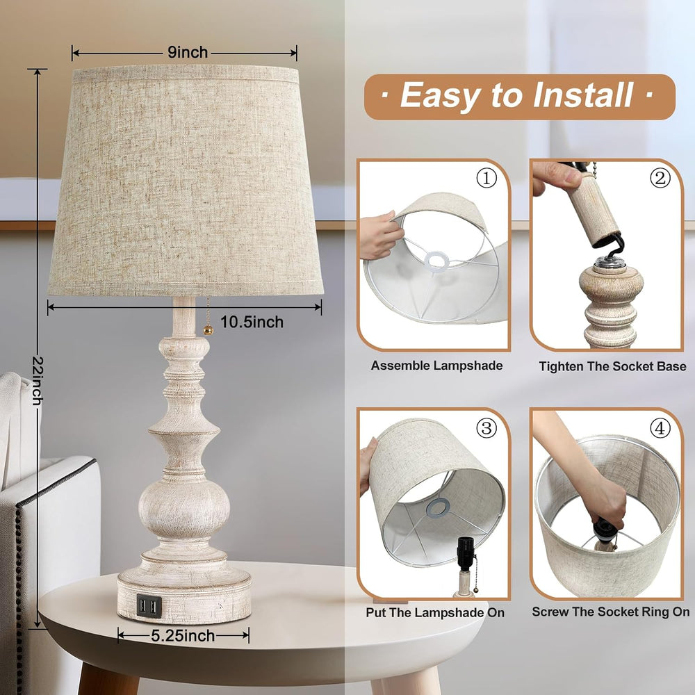 Drawealth Table Lamps for Bedrooms Set of 2 Farmhouse Bedside Lamps for Night...