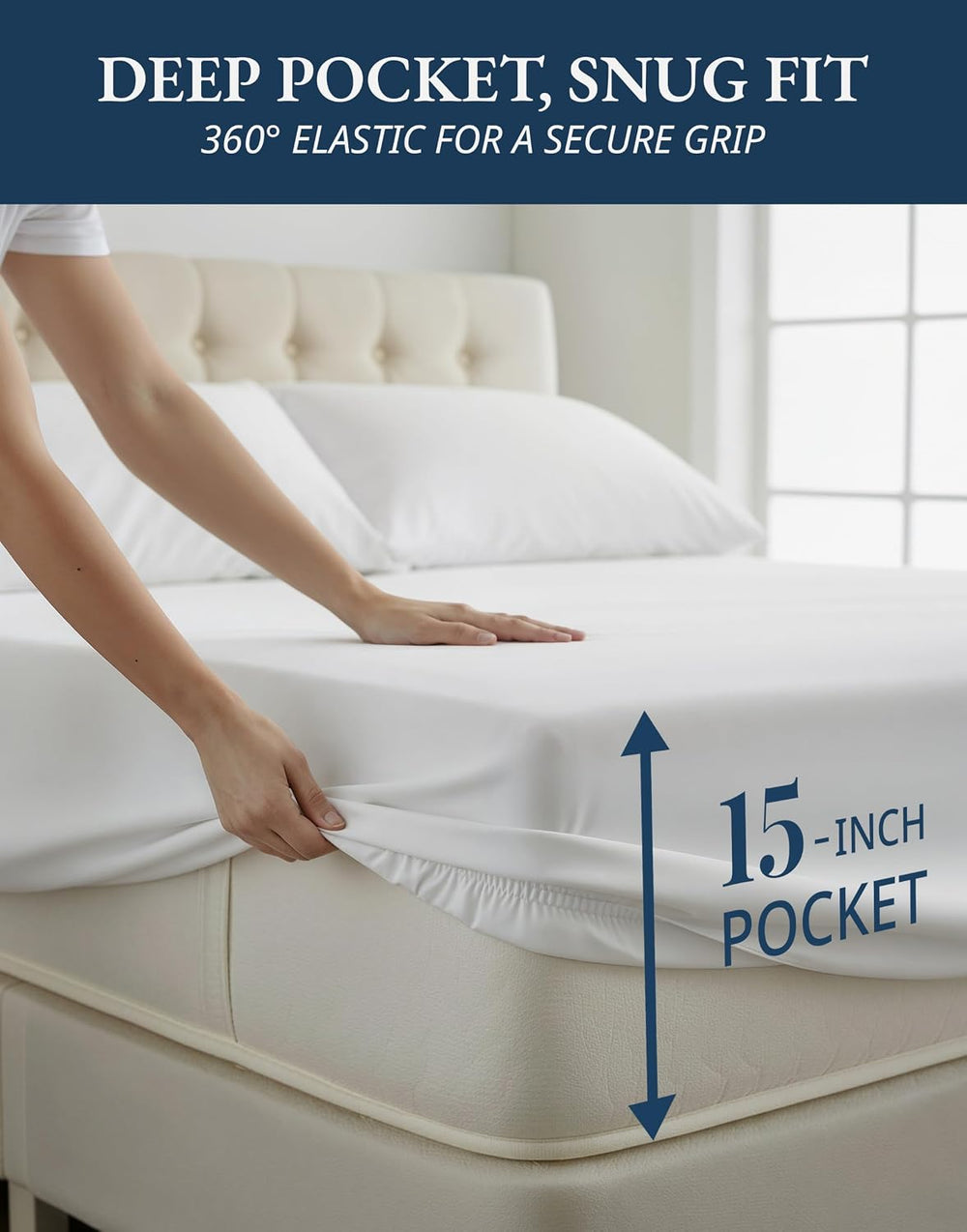 100% Egyptian Cotton King Size Sheets Set Hotel Style Sateen Weave - White