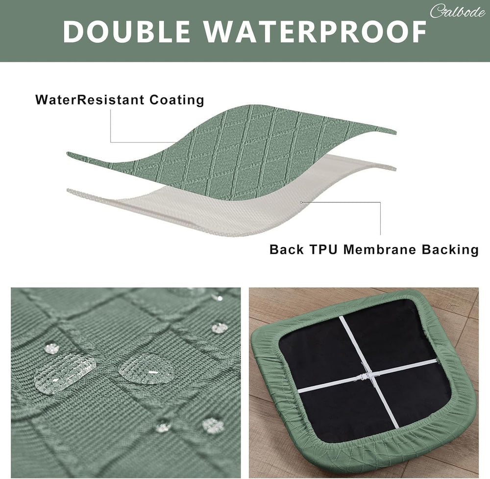 CALBODE 5Pcs Waterproof Seat Cover Set for Dining Chair & Bench,Sage Green
