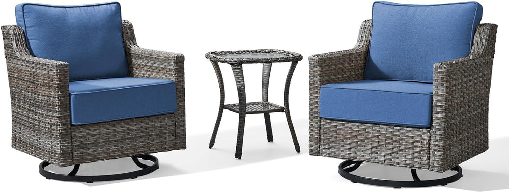 Luxury Outdoor Swivel Rocker Patio Chairs-3 Piece Wicker Patio Rocking Chairs...