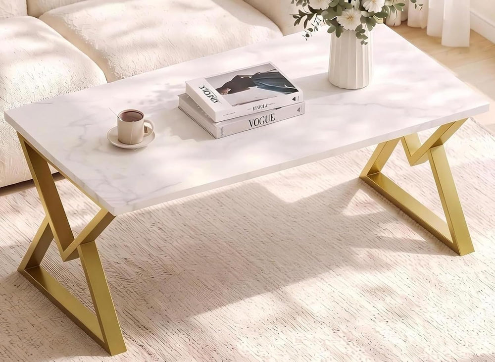 Coffee Tables for Living Room, Marble Coffee Table Modern White