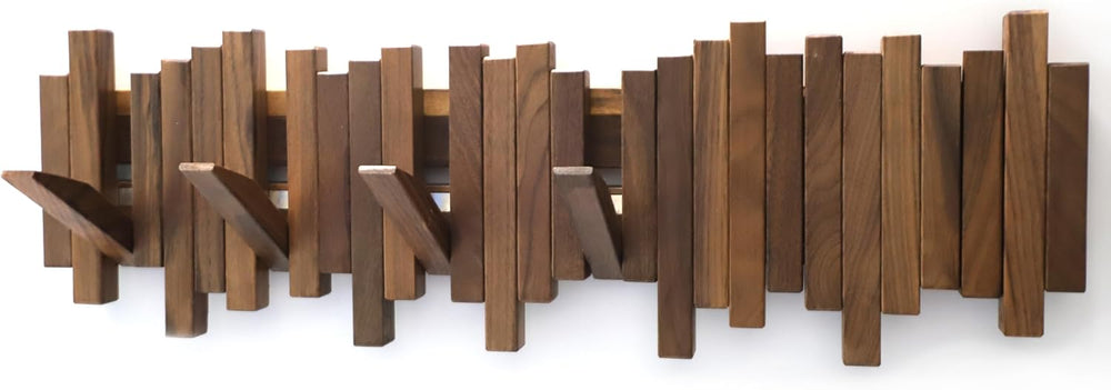 Black Walnut Hardwood Wall Mounted Piano Coat Rack