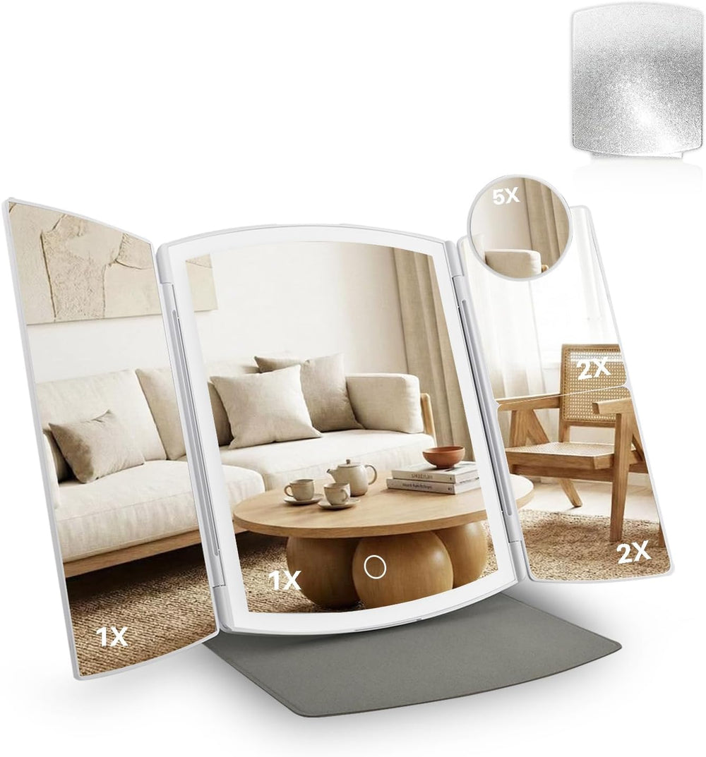 Makeup Mirror, Vanity Mirror with Lights,2X/5X,Silver