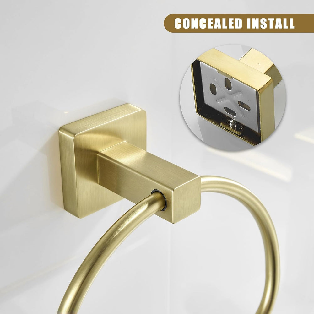 Leyden Gold Toilet Paper Holder Hand Towel Holder, Brushed Brass Toilet Roll ...