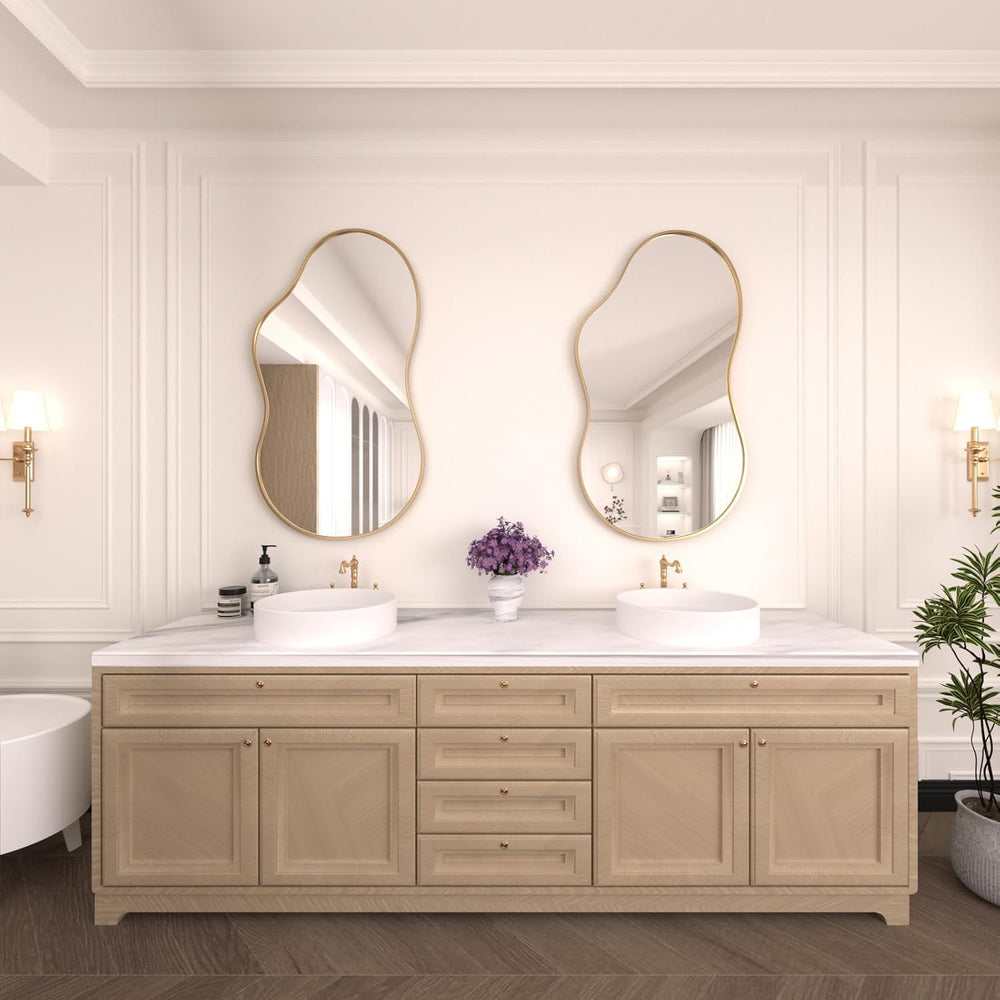 WEER Gold Irregular Wall Mirror for Bathroom 20X36 Inch