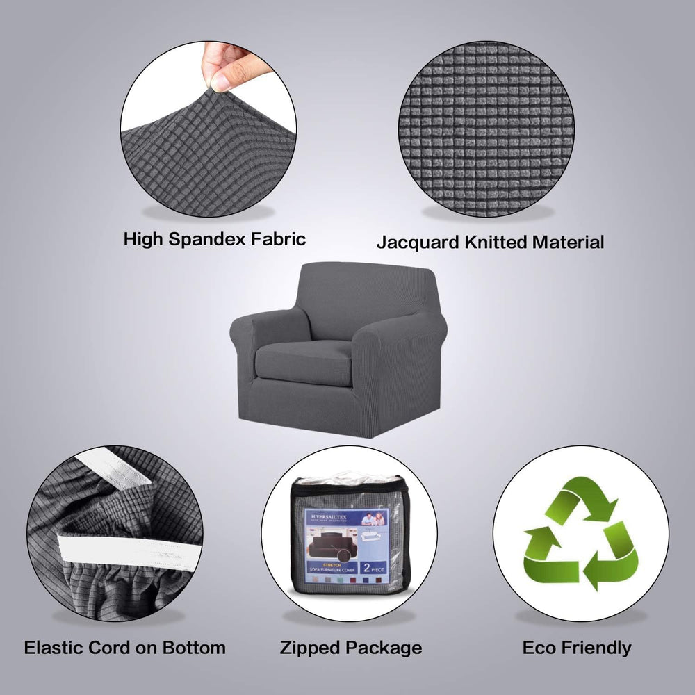 H.VERSAILTEX Armchair Covers Slipcover 2 Piece Chair Covers for Living Room F...
