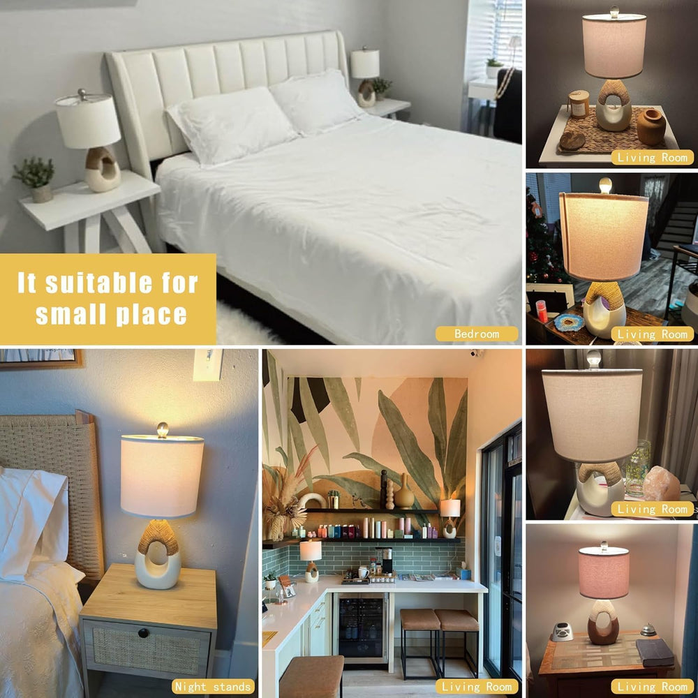 OYEARS 19” Boho Table Lamps Bedroom Living Room,Suitable for Small Space,Farm...
