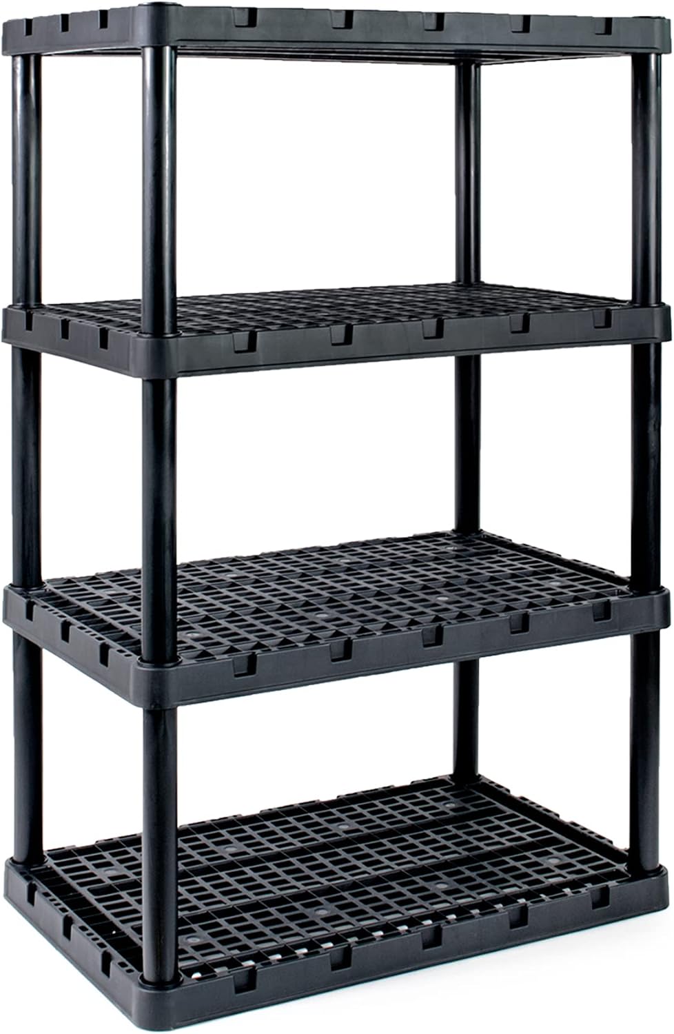 Gracious Living XL Knect-A-Shelf 4-Shelf Heavy-Duty Storage Shelves, Black
