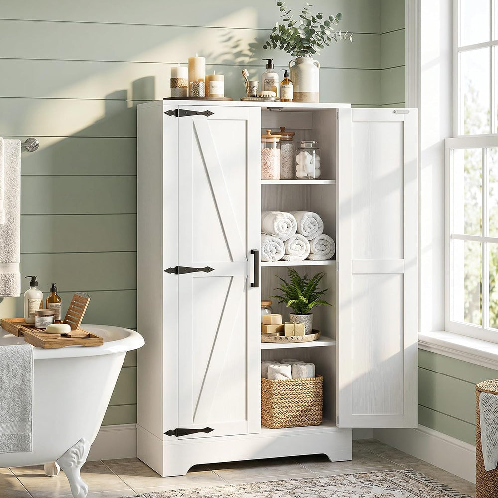 Unikito Kitchen Pantry Storage Cabinet with Adjustable Shelves, White
