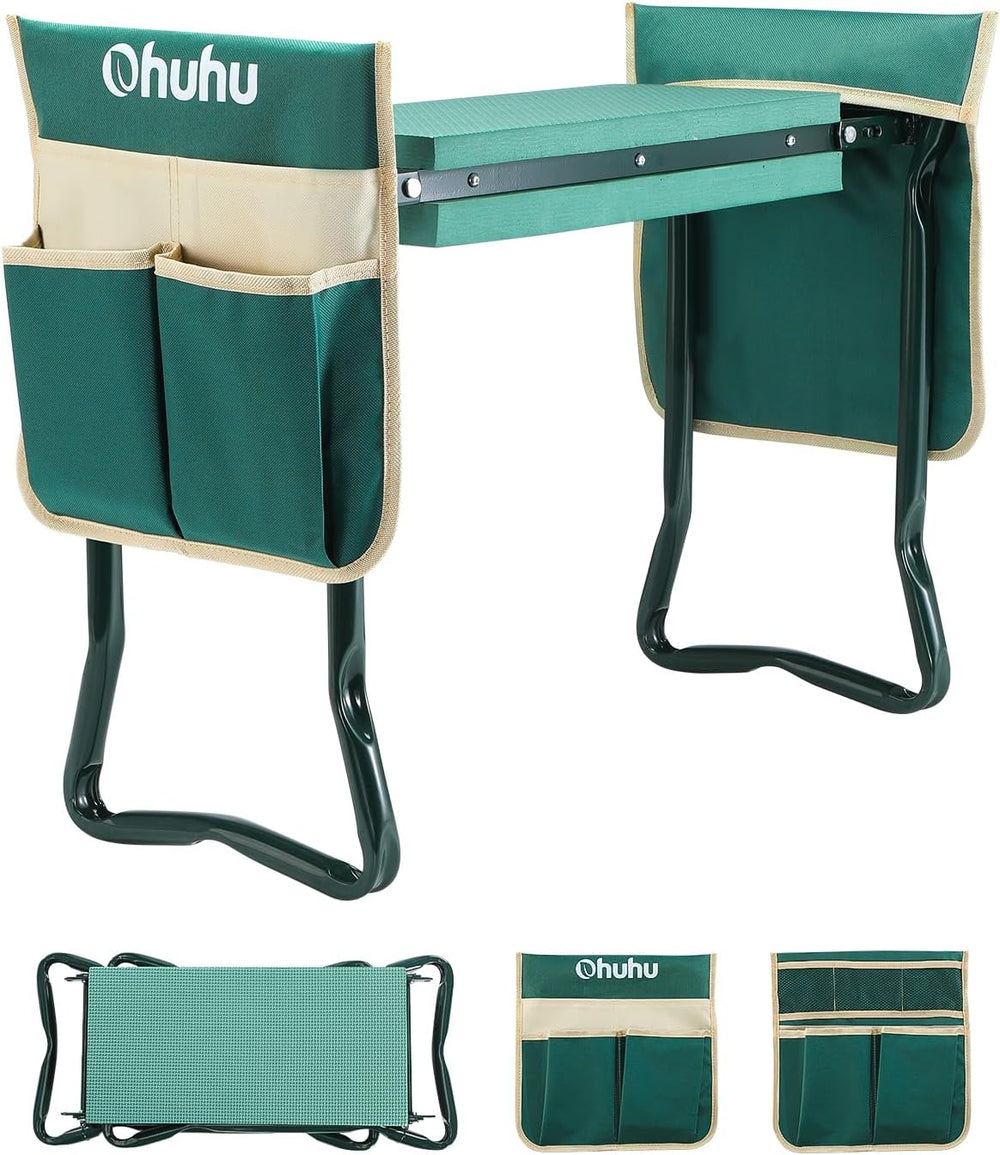 Ohuhu Garden Kneeler and Seat 8" Wider Pad Heavy Duty 2-in-1 Foldable Stool