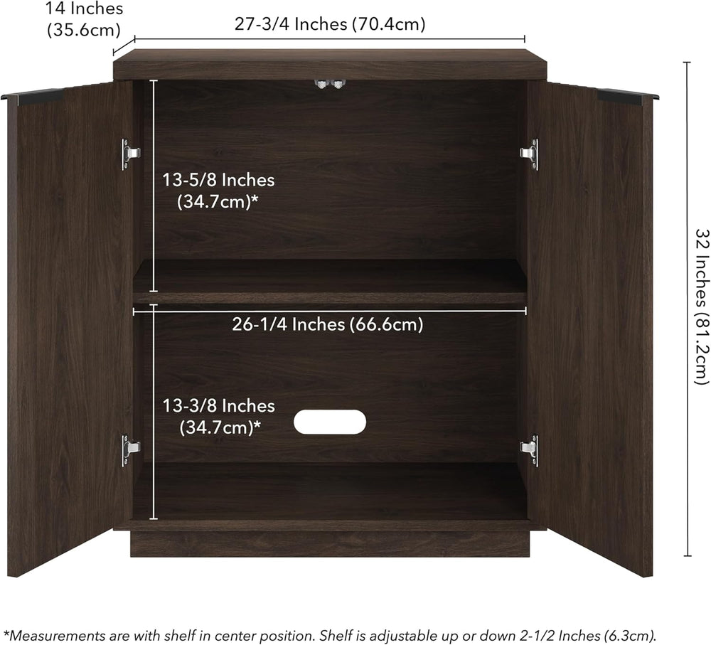 Henn&Hart 28" Fluted Accent Cabinet, Sideboard Buffet, Rich Brown