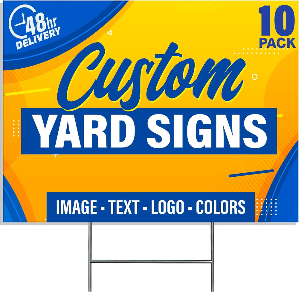 Custom Yard Signs - 10 Pack Double Sided Personalized Customizable for Outdoo...