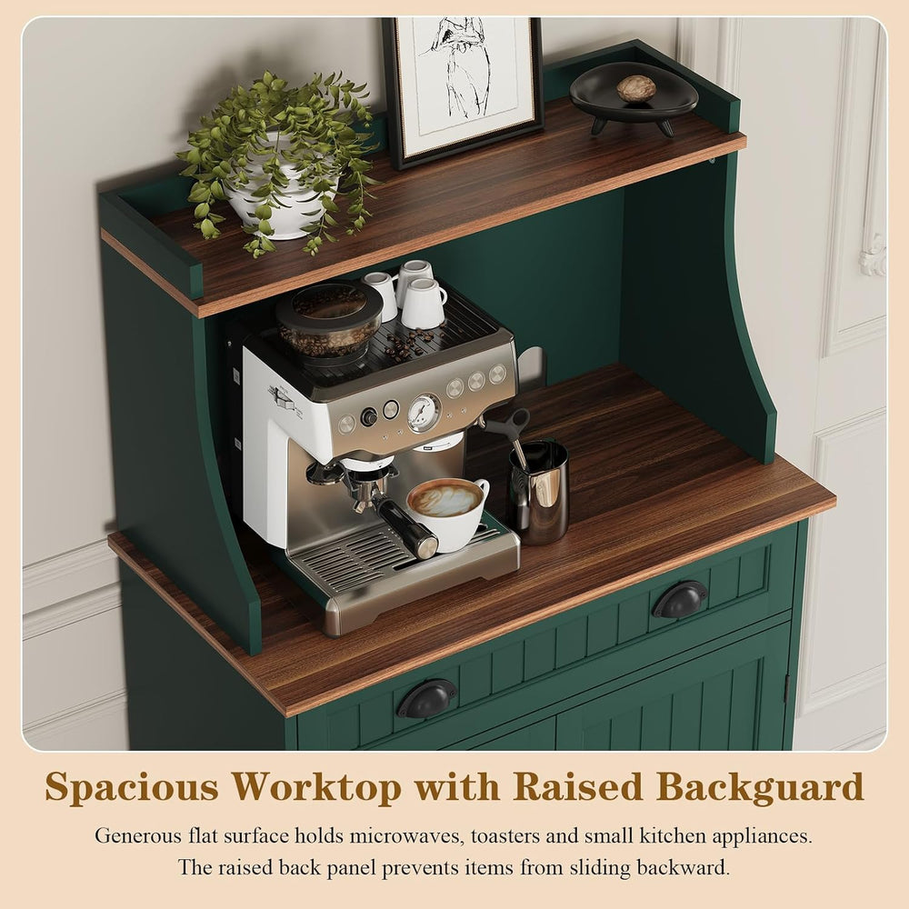 ARTPOWER 54" Microwave Stand with Storage Cabinet, Kitchen Pantry, Green