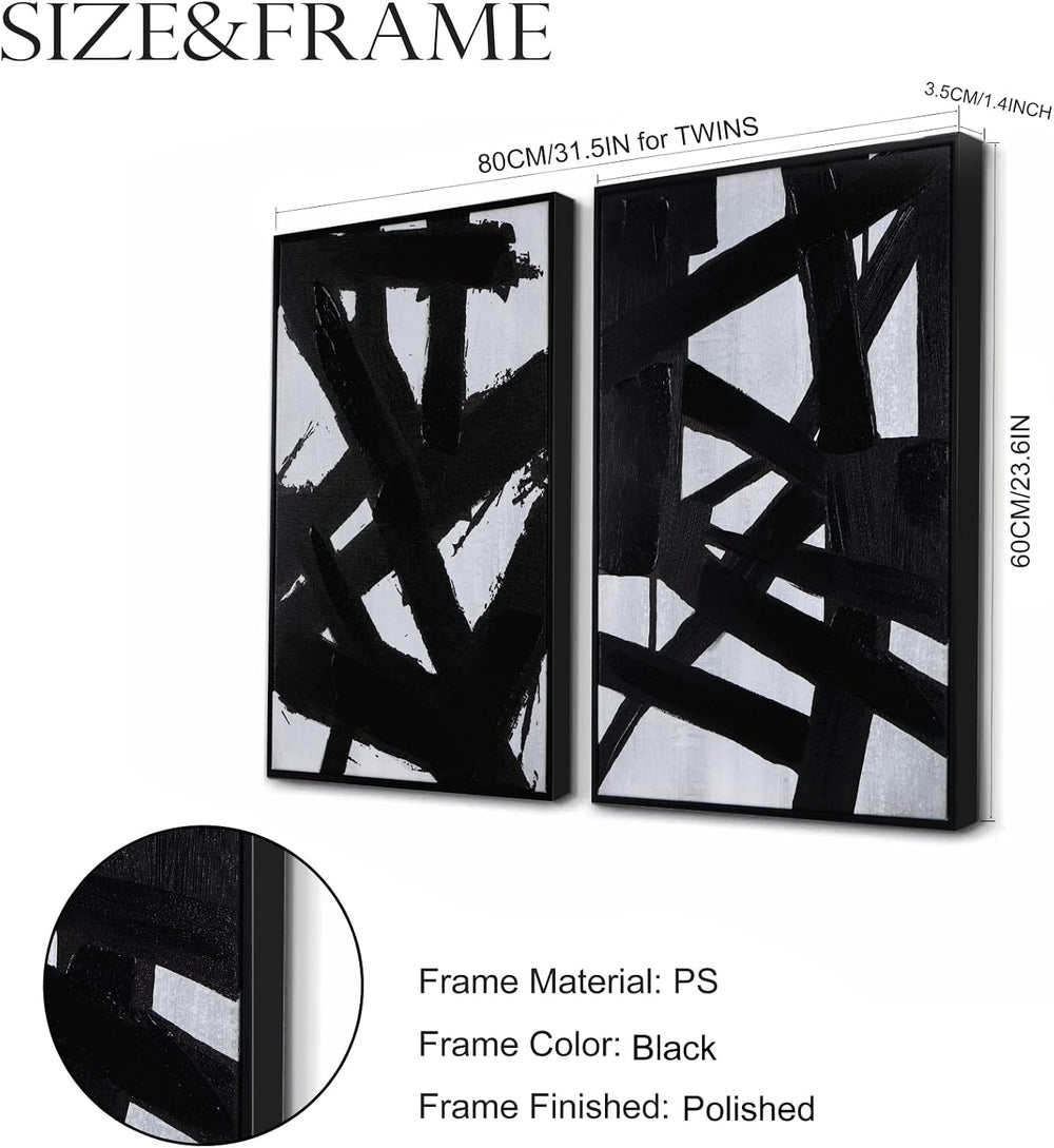 Zessonic Black And White Abstract Graffiti 3D Textured Wall Art, 16"x24&...