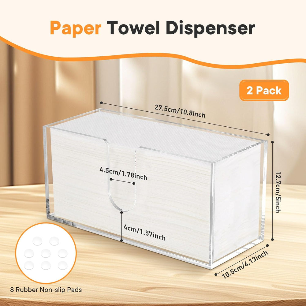 2Pcs Acrylic Paper Towel Dispenser, Paper Towel Holder Countertop Clear Multi...