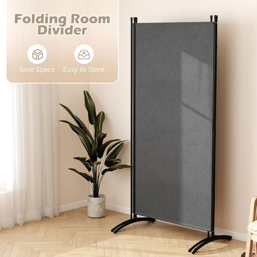 GIANTEX 3-Panel Room Divider, Folding Privacy Screen, 102" x 73", Gray
