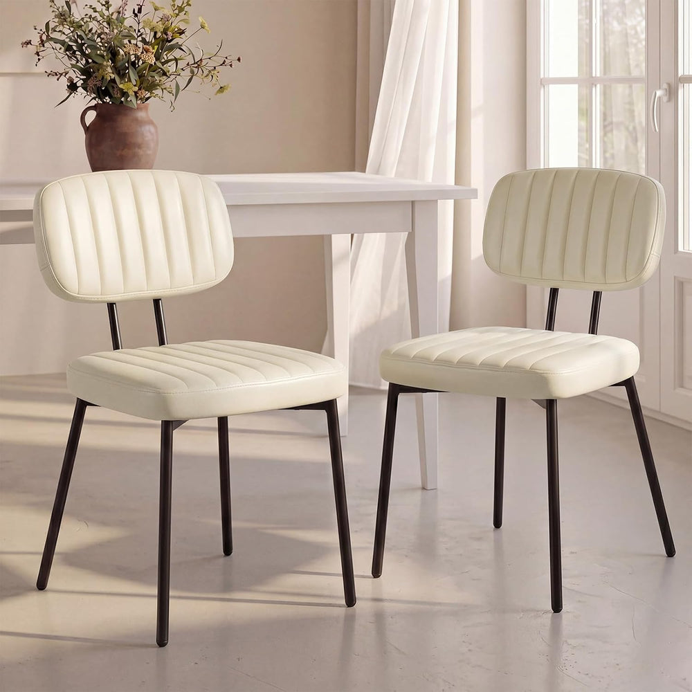 OLIXIS Dining Chairs Set of 2, Upholstered Kitchen Chairs, Beige White
