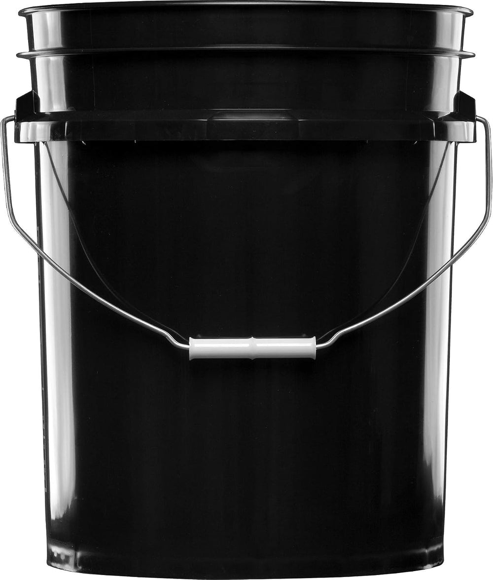 House Naturals Black 5 gal Food Grade Plastic Bucket Pail Container with Lid ...