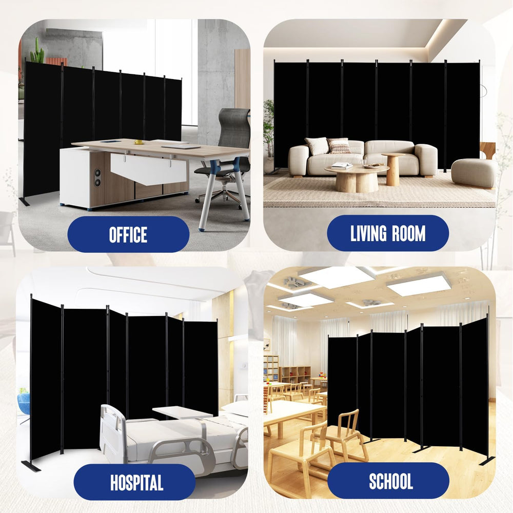 6 Panel Folding Privacy Screen, 11ft W x 6ft H Partition Room Divider Panel
