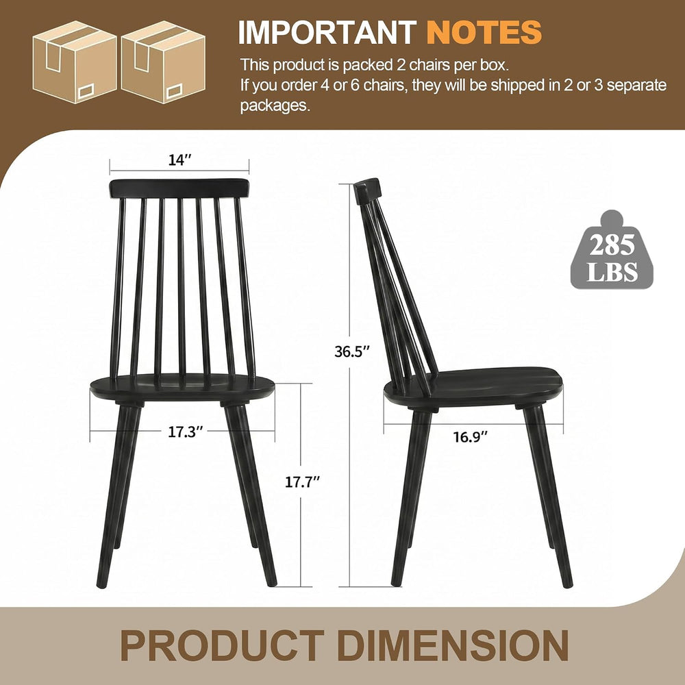 DUHOME Black Windsor Wooden Dining Chairs Set of 6